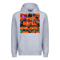 Heather Grey halloween witch hats leopard seamless pattern Premium Hoodie - BundleAndBundleShop