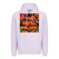 Lilac halloween witch hats leopard seamless pattern Premium Hoodie - BundleAndBundleShop
