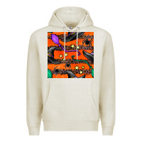 Oatmeal Heather halloween witch hats leopard seamless pattern Premium Hoodie - BundleAndBundleShop