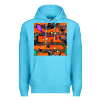 Ocean Blue halloween witch hats leopard seamless pattern Premium Hoodie - BundleAndBundleShop