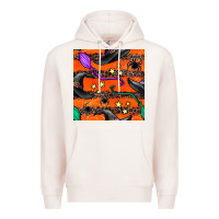 Pale Pink halloween witch hats leopard seamless pattern Premium Hoodie - BundleAndBundleShop