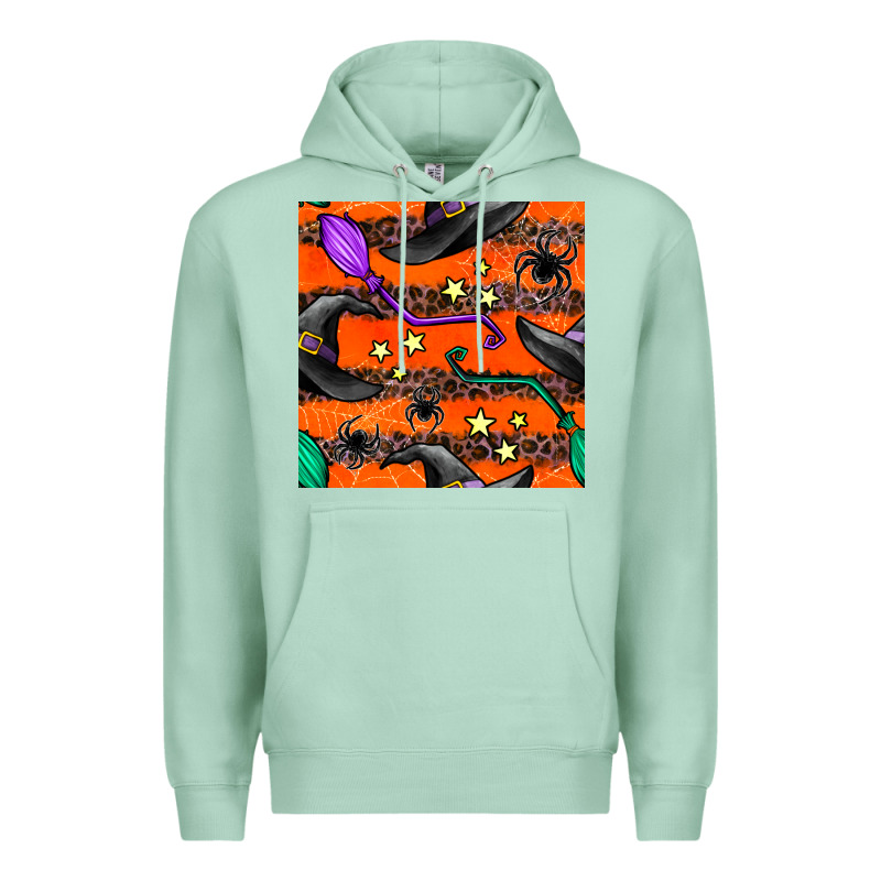 Halloween Witch Hats Leopard Seamless Pattern Premium Hoodie by BundleAndBundleShop | Teevron