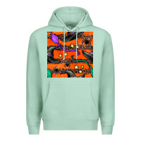 Seafoam halloween witch hats leopard seamless pattern Premium Hoodie - BundleAndBundleShop