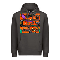 Smoke halloween witch hats leopard seamless pattern Premium Hoodie - BundleAndBundleShop