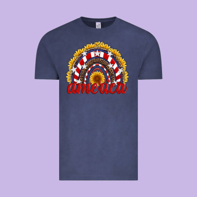 America Sunflower Rainbow Vintage Tee Designed By Artiststas