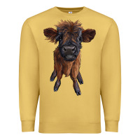 Antique Gold highland cow calf Premium Sweatshirt - RanaPortraitStore