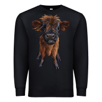 Black highland cow calf Premium Sweatshirt - RanaPortraitStore