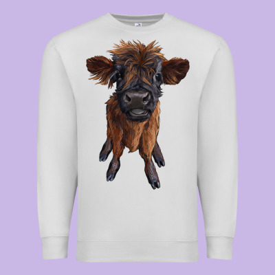 Highland Cow Calf Premium Sweatshirt Designed By Ranaportraitstore
