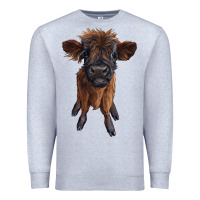 Heather Grey highland cow calf Premium Sweatshirt - RanaPortraitStore