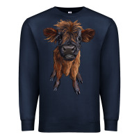 Navy highland cow calf Premium Sweatshirt - RanaPortraitStore
