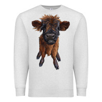 Oatmeal Heather highland cow calf Premium Sweatshirt - RanaPortraitStore