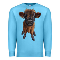 Ocean Blue highland cow calf Premium Sweatshirt - RanaPortraitStore