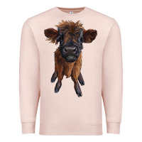 Pale Pink highland cow calf Premium Sweatshirt - RanaPortraitStore