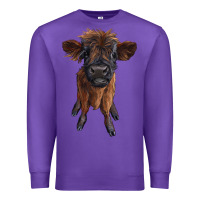 Purple highland cow calf Premium Sweatshirt - RanaPortraitStore