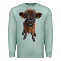 Seafoam highland cow calf Premium Sweatshirt - RanaPortraitStore