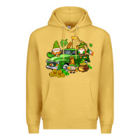 Antique Gold st patricks gnomes  with farm truck Premium Hoodie - AdoDesignShop
