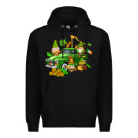 Black st patricks gnomes  with farm truck Premium Hoodie - AdoDesignShop