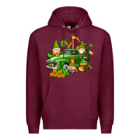 Burgundy st patricks gnomes  with farm truck Premium Hoodie - AdoDesignShop