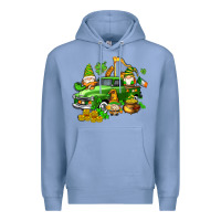 Colony Blue st patricks gnomes  with farm truck Premium Hoodie - AdoDesignShop