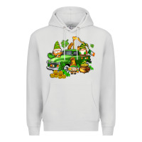 Dove Grey st patricks gnomes  with farm truck Premium Hoodie - AdoDesignShop
