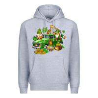 Heather Grey st patricks gnomes  with farm truck Premium Hoodie - AdoDesignShop
