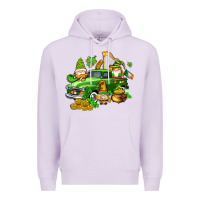 Lilac st patricks gnomes  with farm truck Premium Hoodie - AdoDesignShop