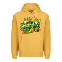 Mustard st patricks gnomes  with farm truck Premium Hoodie - AdoDesignShop
