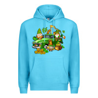 Ocean Blue st patricks gnomes  with farm truck Premium Hoodie - AdoDesignShop