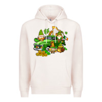 Pale Pink st patricks gnomes  with farm truck Premium Hoodie - AdoDesignShop