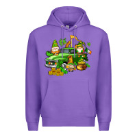 Purple st patricks gnomes  with farm truck Premium Hoodie - AdoDesignShop