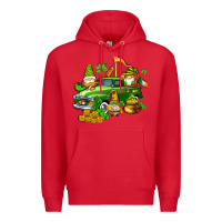 Red st patricks gnomes  with farm truck Premium Hoodie - AdoDesignShop