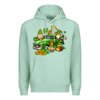 Seafoam st patricks gnomes  with farm truck Premium Hoodie - AdoDesignShop