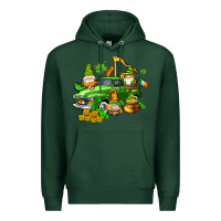 Sports Green st patricks gnomes  with farm truck Premium Hoodie - AdoDesignShop