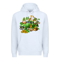 White st patricks gnomes  with farm truck Premium Hoodie - AdoDesignShop