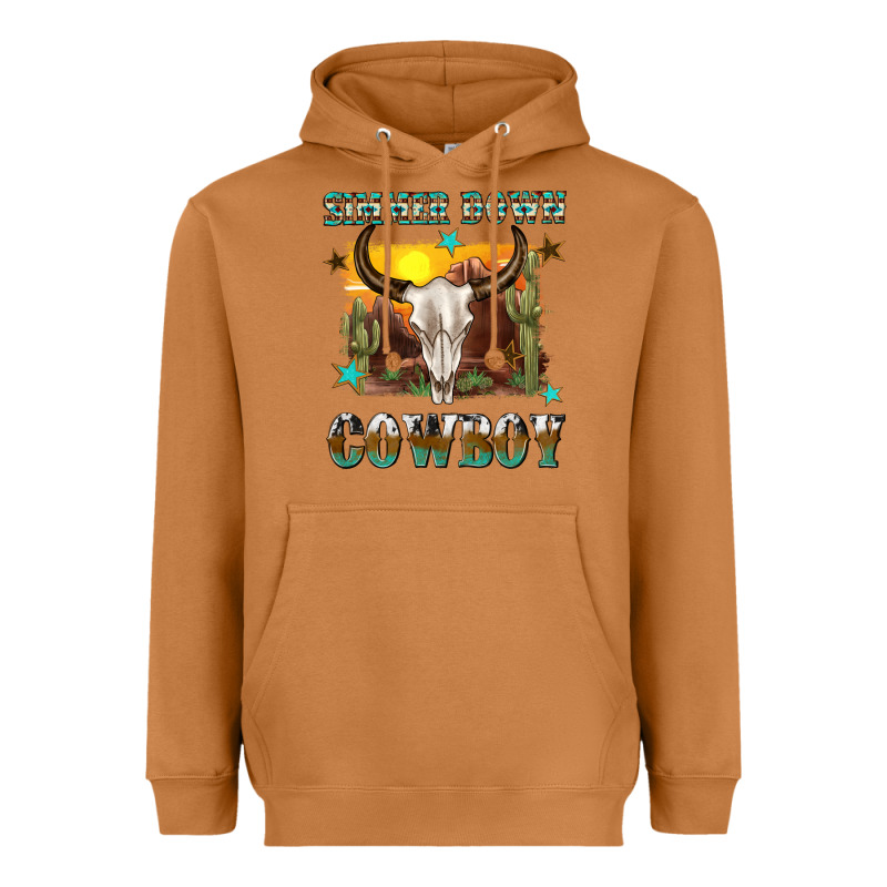 Simmer Down Cowboy Heavyweight Hoodie by texasbilliewilder | Teevron