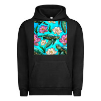 Pigment Black sea turtle seamless pattern Urban Hoodie - BundleAndBundleShop