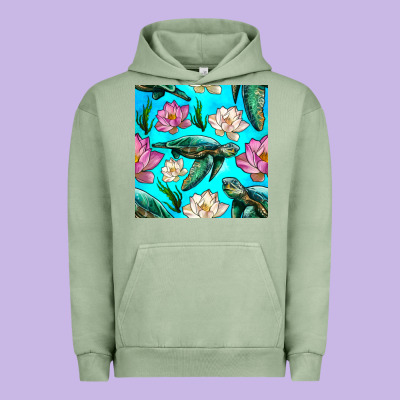 Sea Turtle Seamless Pattern Urban Hoodie Designed By Bundleandbundleshop