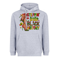 Heather Grey steppin into black history Heavyweight Hoodie - Zillion Design Studio
