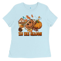Baby Blue tis the season football Ladies Tee - BarkalooDesign