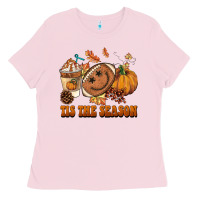 Bubblegum Pink tis the season football Ladies Tee - BarkalooDesign