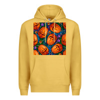 Antique Gold halloween pumpkin and candy seamless pattern Premium Hoodie - BundleAndBundleShop