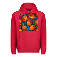 Cardinal halloween pumpkin and candy seamless pattern Premium Hoodie - BundleAndBundleShop
