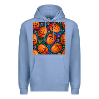 Colony Blue halloween pumpkin and candy seamless pattern Premium Hoodie - BundleAndBundleShop