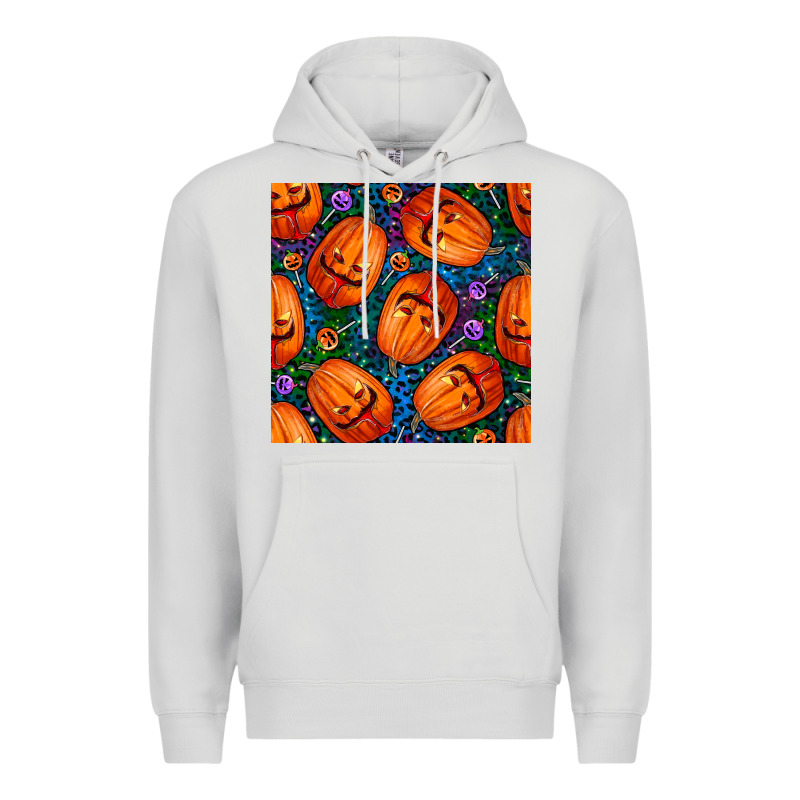 Halloween Pumpkin And Candy Seamless Pattern Premium Hoodie by BundleAndBundleShop | Teevron
