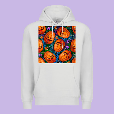 Halloween Pumpkin And Candy Seamless Pattern Premium Hoodie Designed By Bundleandbundleshop