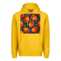Lemon halloween pumpkin and candy seamless pattern Premium Hoodie - BundleAndBundleShop