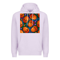 Lilac halloween pumpkin and candy seamless pattern Premium Hoodie - BundleAndBundleShop