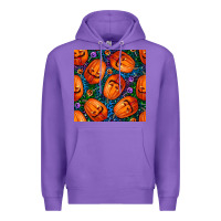 Purple halloween pumpkin and candy seamless pattern Premium Hoodie - BundleAndBundleShop