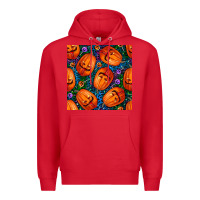 Red halloween pumpkin and candy seamless pattern Premium Hoodie - BundleAndBundleShop