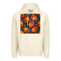 Sandshell halloween pumpkin and candy seamless pattern Premium Hoodie - BundleAndBundleShop